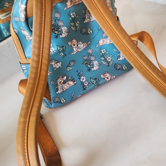 Disney Loungefly Blue Floral Mini Backpack - Picture 2 of 7